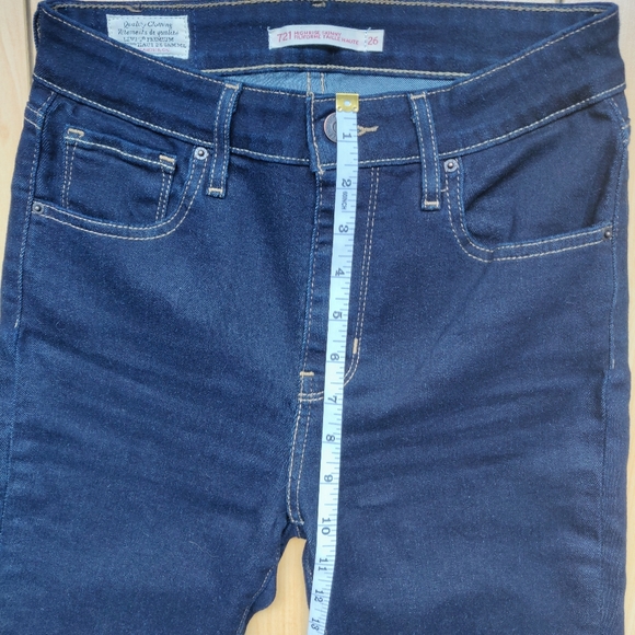 Levi's 721 High Rise Skinny Dark Wash Denim Jeans - Picture 5 of 8